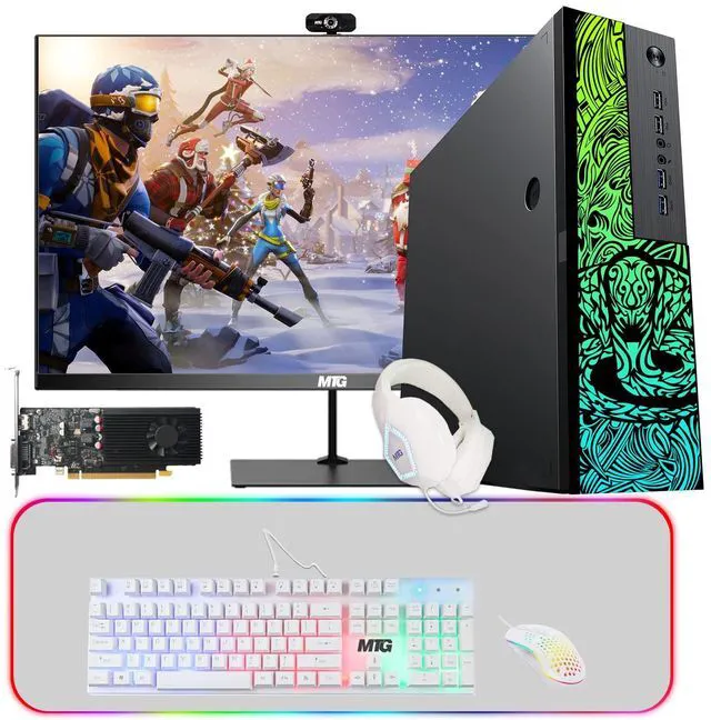Main image of TechMagnet Cobra Gaming Computer Desktop PC, Intel i5, 16GB RAM, 256GB SSD + 1TB HDD, GT 1030 Graphics, 27 Inch Monitor, MTG 4 in 1 Kit, Webcam, USB WiFi, Home & Office, Win 11