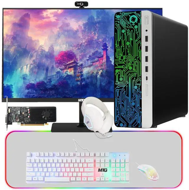 Main image of HP G3 Gaming Desktop Computer PC, i7, 16GB RAM, 240GB SSD, GT 1030 Graphics, 24 Inch Curved Monitor, MTG 4 in 1 Kit, Webcam, USB WiFi BT, Win 11 Pro