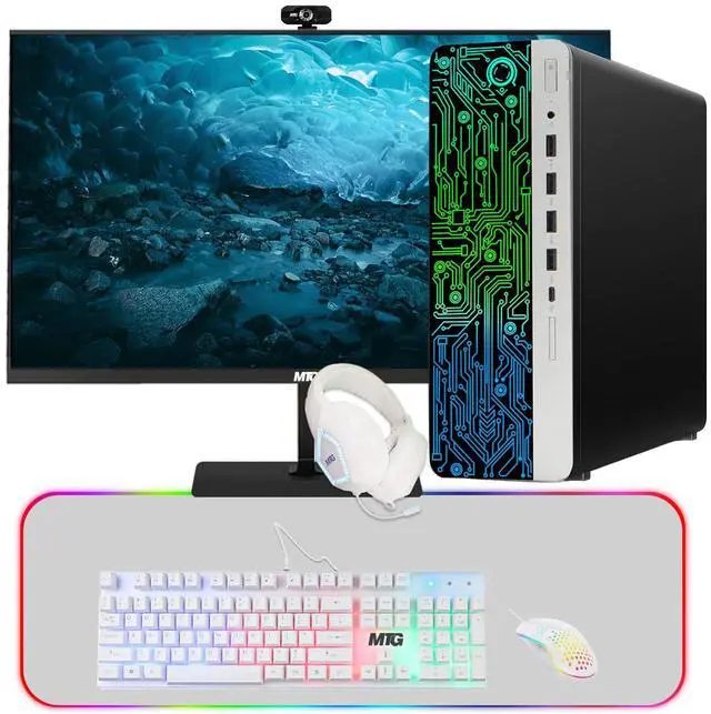 Main image of HP G3 Gaming Desktop Computer PC, i5, 32GB RAM, 240GB SSD, RX 550 Graphics, 24 Inch Curved Monitor, MTG 4 in 1 Kit, Webcam, USB WiFi BT, Win 11 Pro