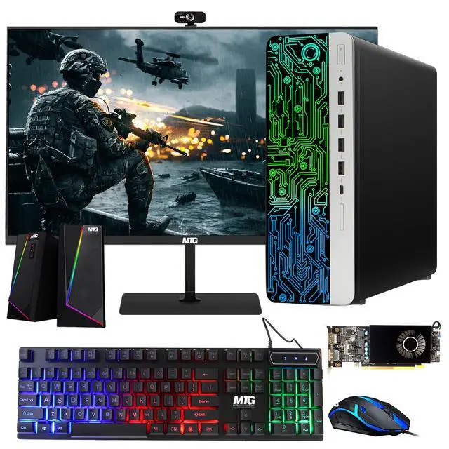 Main image of HP G3 Gaming Desktop Computer PC, i7, 32GB RAM, 240GB SSD + 3TB HDD, RX 550 Graphics, 24 Inch Curved Monitor, RGB KBM, Speaker, Webcam, USB WiFi BT, Win 11 Pro