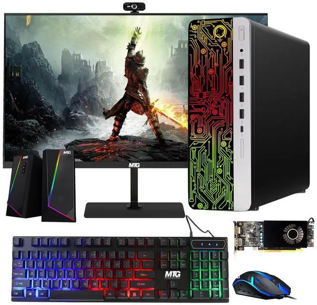 Main image of HP G3 Gaming Computer Desktop PC, i5, 16GB RAM, 240GB SSD, RX 550 Graphics, 27 Inch Curved Monitor, RGB KBM, Speaker, Webcam, USB WiFi BT, Win 11 Pro