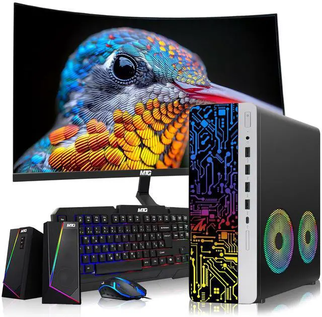 Main image of HP G3 Computer Desktop PC, i3, 8GB RAM, 1TB SSD, 27 Inch Curved Monitor, RGB KBM, Speaker, USB WiFi BT, Win 11