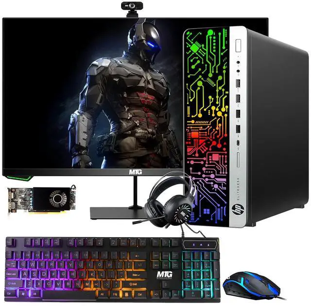 Main image of HP G3 Gaming Computer Desktop PC, i5, 32GB RAM, 240GB SSD, RX 550 Graphics, 27 Inch Curved Monitor, RGB KBM, Headphone, Webcam, USB WiFi BT, Win 11 Pro