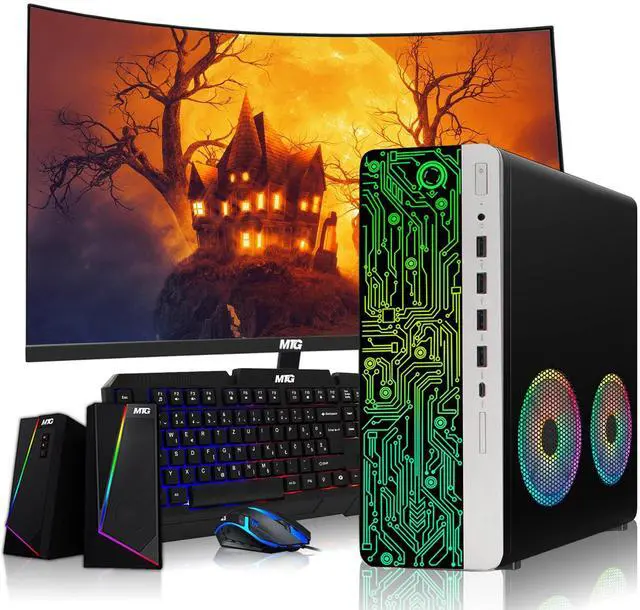 Main image of HP G3 Computer Desktop PC, i3, 16GB RAM, 256GB SSD, 24 Inch Curved Monitor, RGB KBM, Speaker, USB WiFi BT, Win 11