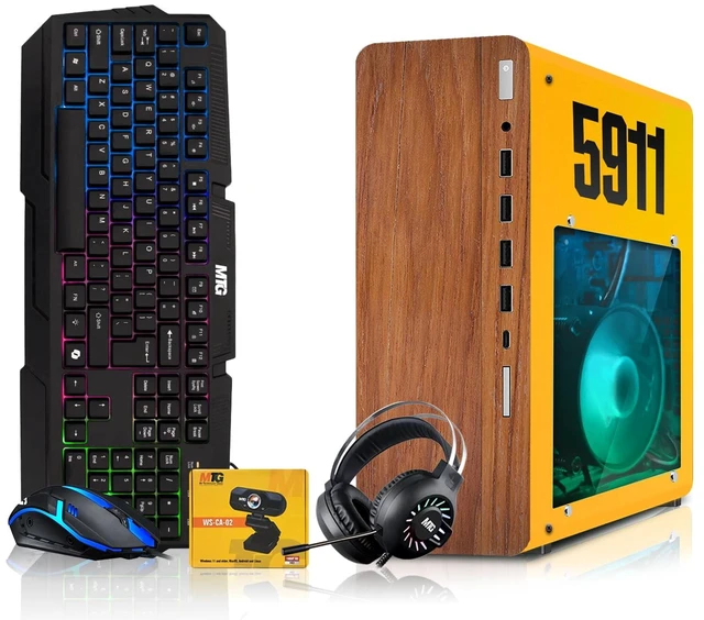 Main image of HP Full Dark Desktop Computer Gaming PC 5911 AMD Ryzen 3 Pro, 16GB RAM, 512GB SSD, GTX 1650 Graphics, RGB KBM, Headphone, Webcam, USB WiFi BT, Win 11