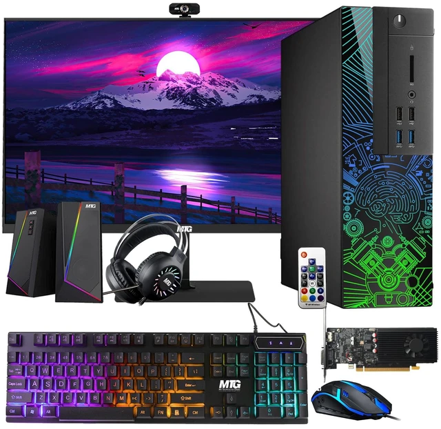 Main image of TechMagnet Lumos 8 Gaming Desktop Computer PC, i7, 8GB RAM, 256GB SSD + 1TB HDD, GTX 1650 Graphics, 27 Inch Monitor, RGB KBM, Speaker, Headphone, USB WiFi BT, Win 11