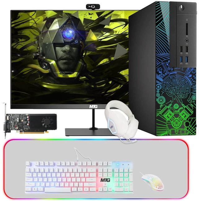 Main image of TechMagnet Lumos 8 Gaming Desktop Computer PC, i5, 16GB RAM, 2TB HDD, GTX 1650 Graphics, 27 Inch Monitor, RGB White KBM & RGB White Headphone, USB WiFi BT, Win 11