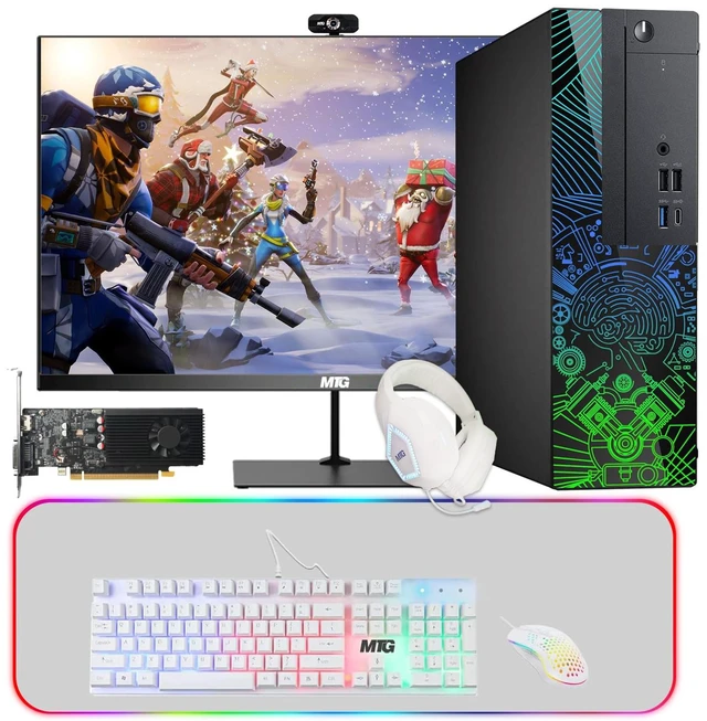 Main image of TechMagnet Lumos 8 Gaming Desktop Computer PC, i5, 16GB RAM, 2TB HDD, GTX 1650 Graphics, 27 Inch Monitor, RGB White KBM & RGB White Headphone, USB WiFi BT, Win 11