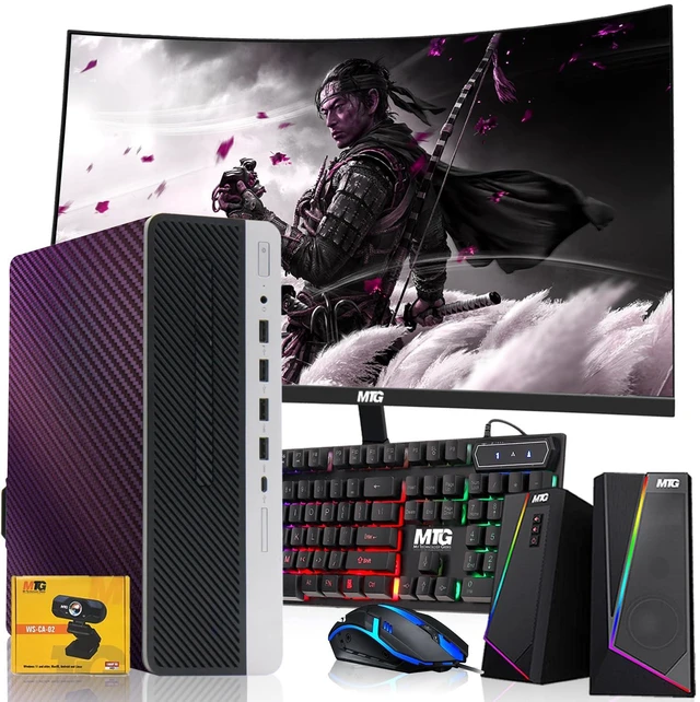 Main image of HP G3 Chameleon Desktop Computer Gaming PC, i5, 16GB RAM, 512GB SSD, GTX 1650 Graphics, 24 Inch Curved Monitor, RGB KBM, Speaker, USB WiFi BT, Win 11