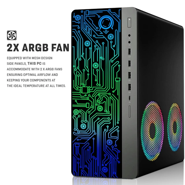 Alt view image 2 of 7 - TechMagnet HP G3 Desktop Computer Gaming PC, i7, 16GB RAM, 512GB SSD, GTX 1650 Graphics, Dual 24 Inch Monitor, RGB KBM, Speaker, USB WiFi BT, Win 11