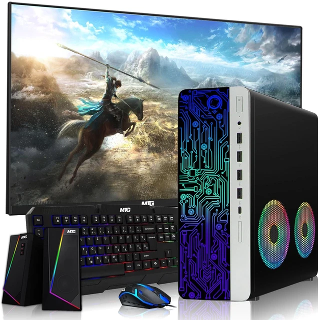 Main image of HP G3 Desktop Computer Gaming PC, i7, 16GB RAM, 512GB SSD, GTX 1650 Graphics, 24 Inch Monitor, RGB KBM, Speaker, USB WiFi BT, Win 11