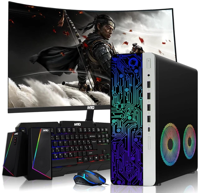 Main image of HP G3 Desktop Computer Gaming PC, i7, 16GB RAM, 512GB SSD, GTX 1650 Graphics, 24 Inch Curved Monitor, RGB KBM, Speaker, USB WiFi BT, Win 11