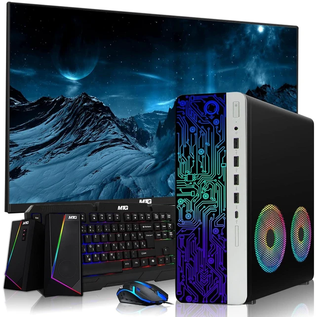 Main image of HP G4 Desktop Computer Gaming PC, i7, 16GB RAM, 512GB SSD, GTX 1650 Graphics, 27 Inch Monitor, RGB KBM, Speaker, USB WiFi BT, Win 11
