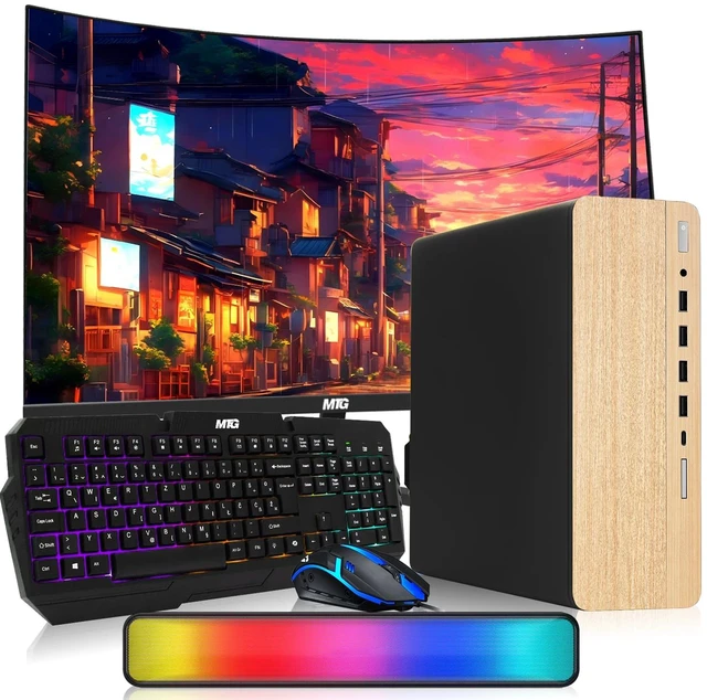 Main image of TechMagnet HP G4 Desktop Computer Gaming PC, AMD Ryzen 3 Pro, 16GB RAM, 512GB SSD, GTX 1650 Graphics, 24 Inch Curved Monitor, RGB KBM, Soundbar, USB WiFi BT, Win 11