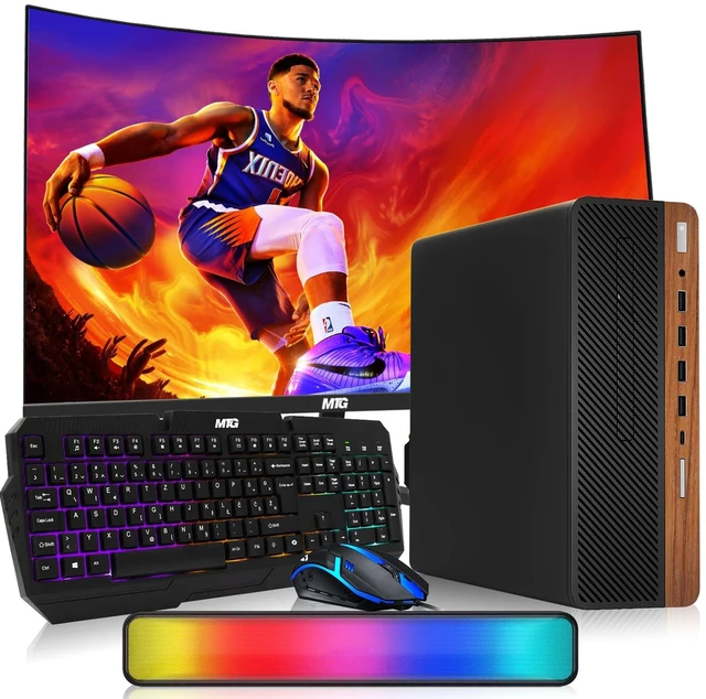 Main image of TechMagnet HP G4 Desktop Computer Gaming PC, AMD Ryzen 3 Pro, 16GB RAM, 512GB SSD, GTX 1650 Graphics, 24 Inch Curved Monitor, RGB KBM, Soundbar, USB WiFi BT, Win 11
