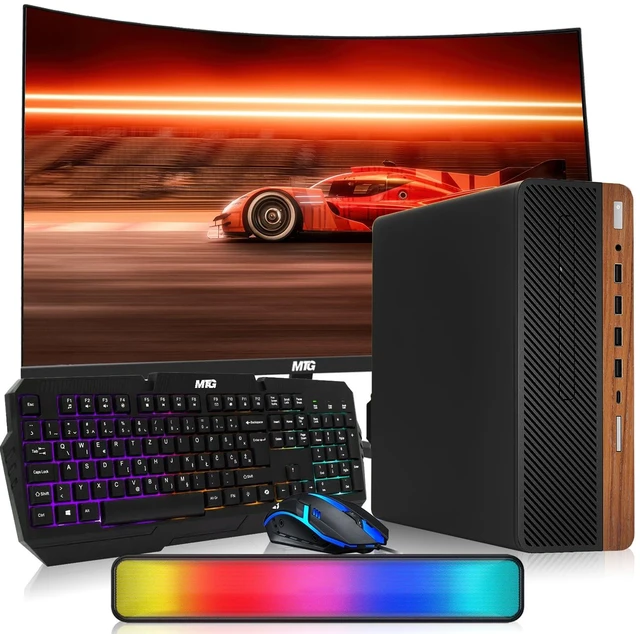Main image of TechMagnet HP G4 Desktop Computer Gaming PC, i5, 16GB RAM, 512GB SSD, GTX 1650 Graphics, 27 Inch Curved Monitor, RGB KBM, Soundbar, USB WiFi BT, Win 11