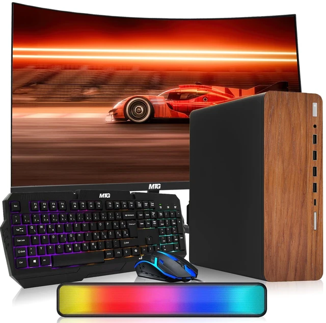 Main image of TechMagnet HP G4 Desktop Computer Gaming PC, i5, 16GB RAM, 512GB SSD, GTX 1650 Graphics, 27 Inch Curved Monitor, RGB KBM, Soundbar, USB WiFi BT, Win 11