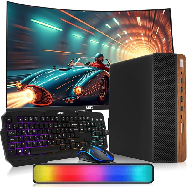 Main image of TechMagnet HP G4 Desktop Computer Gaming PC, AMD Ryzen 3 Pro, 16GB RAM, 512GB SSD, GTX 1650 Graphics, 32 Inch Curved Monitor, RGB KBM, Soundbar, USB WiFi BT, Win 11