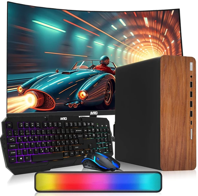 Main image of TechMagnet HP G4 Desktop Computer Gaming PC, AMD Ryzen 3 Pro, 16GB RAM, 512GB SSD, GTX 1650 Graphics, 32 Inch Curved Monitor, RGB KBM, Soundbar, USB WiFi BT, Win 11