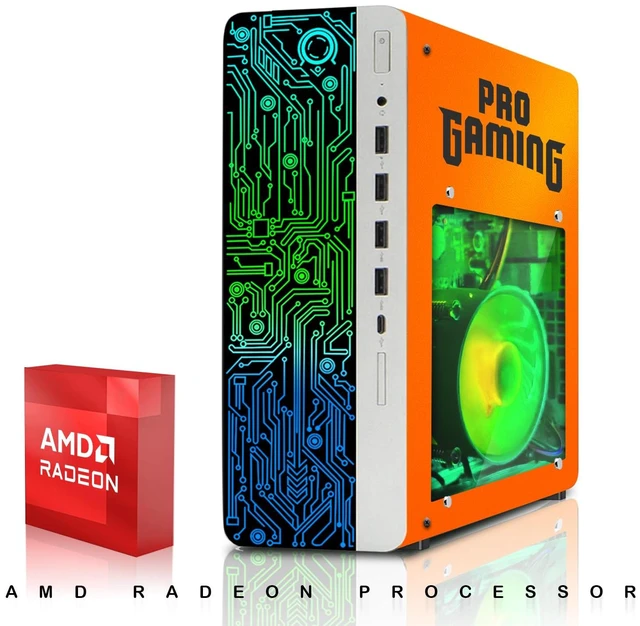Alt view image 4 of 7 - HP Desktop Computer Gaming PC, Phoenix AMD Ryzen 3 Pro, 16GB RAM, 512GB SSD, RX 550 Graphics, 24 Inch Curved Monitor, RGB KBM, Headphone, Webcam, USB WiFi BT, Win 11
