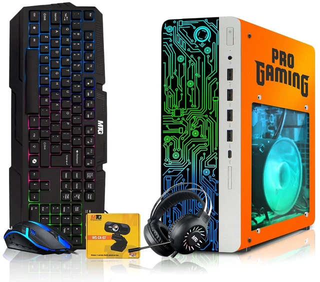 Main image of HP Desktop Computer Gaming PC, Phoenix AMD Ryzen 3 Pro, 16GB RAM, 512GB SSD, RX 550 Graphics, RGB KBM, Headphone, Webcam, USB WiFi BT, Win 11