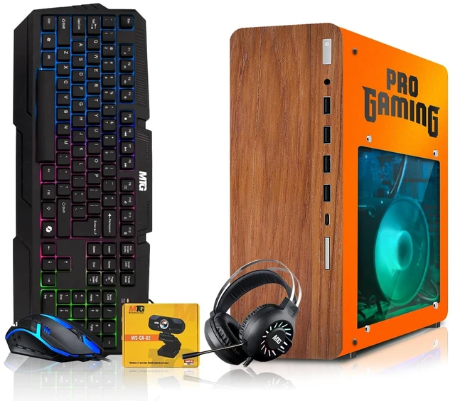 Main image of HP Full Dark Desktop Computer Gaming PC, Phoenix AMD Ryzen 3 Pro, 16GB RAM, 512GB SSD, RX 550 Graphics, RGB KBM, Headphone, Webcam, USB WiFi BT, Win 11