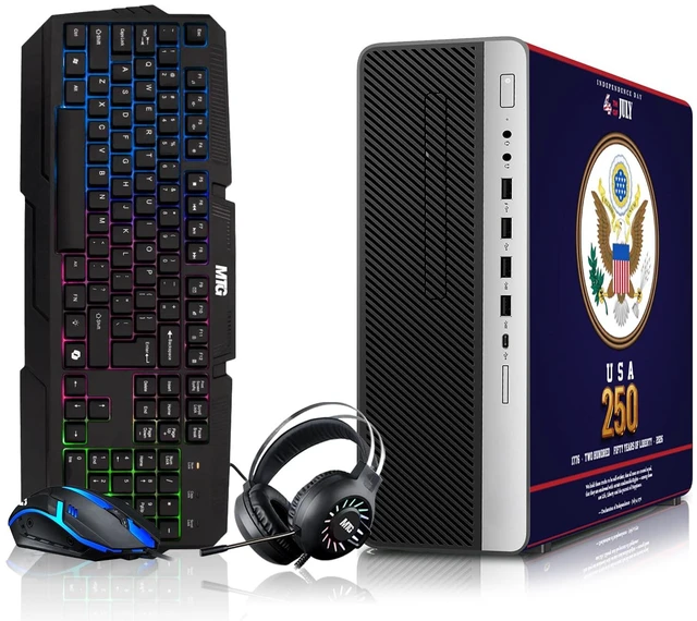 Main image of HP Liberty Edition, Desktop Computer Gaming PC, i5, 16GB RAM, 256GB SSD + 2x500GB HDD, GTX 1650 Graphics, RGB KBM, Headphone, Webcam, USB WiFi BT, Win 11