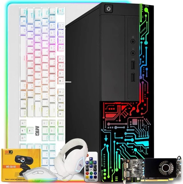 Main image of TechMagnet Siwa 8 Gaming PC, i7, 16GB RAM, 240GB SSD + 128GB SSD, RX 550 Graphics, 4 in 1 Gaming Kit, Webcam, USB WiFi BT, Win 11