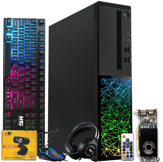 Main image of TechMagnet Galaxy Gaming PC, i5, 16GB RAM, 240GB SSD, RX 550 Graphics, RGB KBM, Headphone, Webcam, USB WiFi BT, Win 11