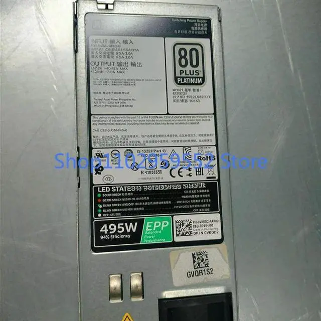 Main image of 1Pcs for R530 R630 R730/XD Server 495W EPP Power Supply D495E-S1