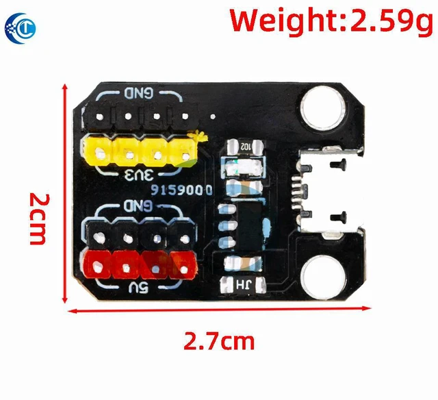 Alt view image 2 of 3 - AMS1117 Adjustable Voltage Regulator Module | 3.3V/5V Dual Output Power Supply with Micro-B USB Input for