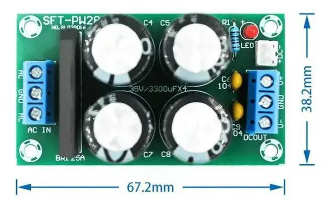 Alt view image 3 of 3 - PW28 Dual Power Filter Power Amplifier Board Rectifier High Current 25A Flat Bridge Unregulated Power Supply Board DIY