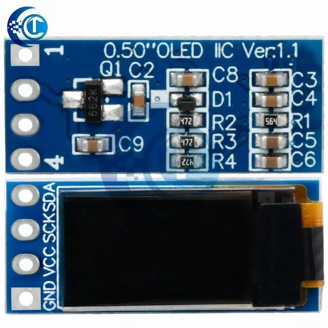 Alt view image 2 of 3 - 0.5 inch CH1115 Monochrome White OLED Display Module, 48x88 Pixel, I2C Interface, Portrait Orientation for