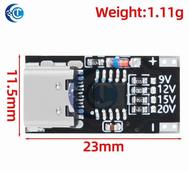 Alt view image 2 of 3 - Type-C PD2.0/3.0 Fast Charge Trigger Detector Module 9V/12V/15V/20V USB Boost Power Supply Tool