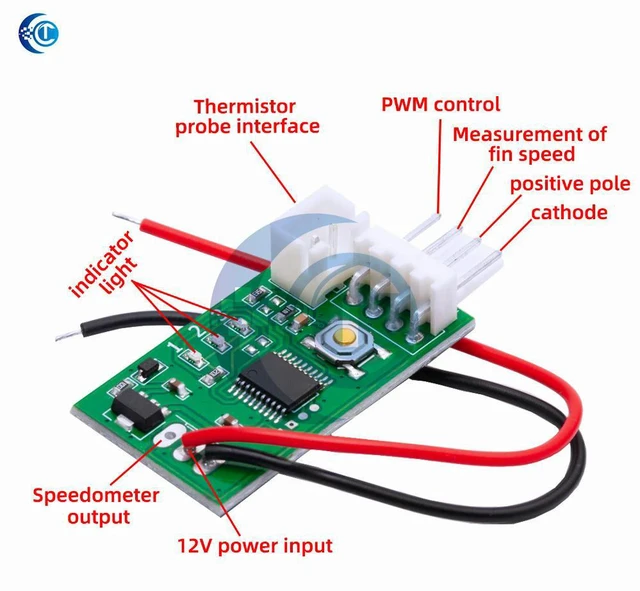 Alt view image 3 of 3 - 4-Wire PWM Fan Speed Governor (DC 12V): STK IC-Powered, Temperature Control Switch for PC CPU Cooler Fan W/ Alarm