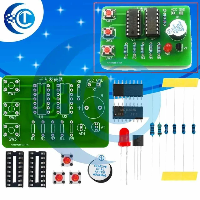 Alt view image 2 of 3 - 3-Person Voter DIY Circuit Kit, Non-Gate Digital Circuit Module for Student Electronic Principle Training