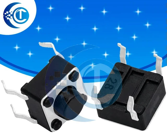 Main image of 100PCS Tactile Switch Momentary Tact 6x6x5 6*6*5mm DIP Middle 4pin ever