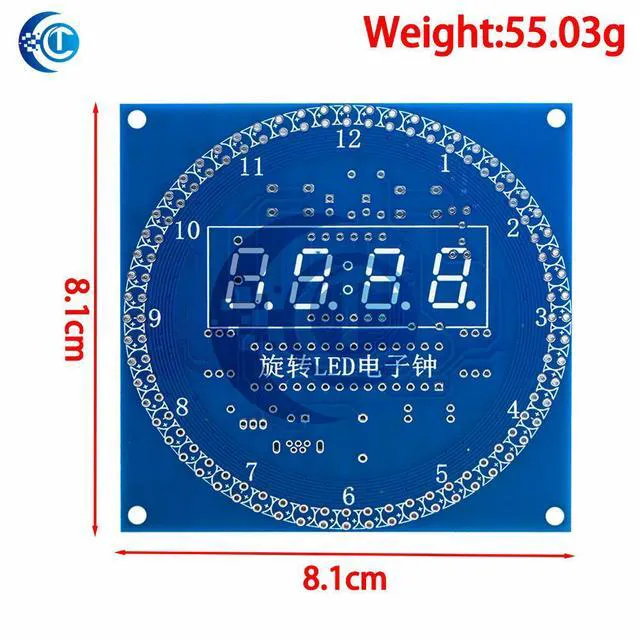 Alt view image 2 of 3 - DS1302 Electronic Clock DIY Kit: Rotating LED Display Module with Alarm & Temperature Display