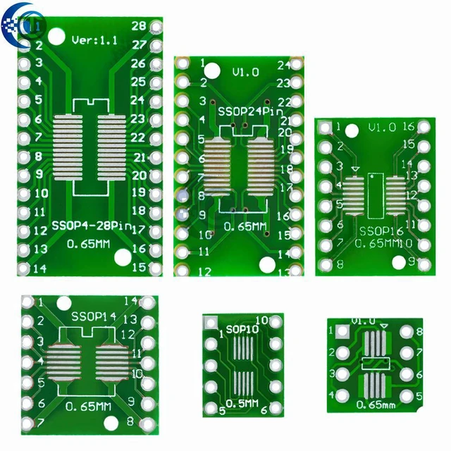 Alt view image 3 of 3 - 7-in-1 SMD to DIP Adapter Kit, 8-28 Pin Converter Board for SOP MSOP SSOP TSSOP SOT23 Components