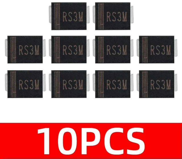 Main image of 10PCS/50PCS RS3M SMB DO-214AB 1000V 3A 1kV SMD FR307 3.0AMPS Surface Mount Fast Recovery Rectifiers Diode