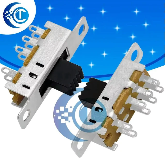 Main image of 10Pcs SS23E04 Double Toggle Switch 8 Pins 3 files 2P3T DP3T Handle high 5mm small slide switch