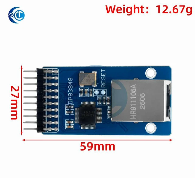 Alt view image 2 of 3 - DP83848 Ethernet Module: 10/100 Mb/s Physical with RJ45 Connector For