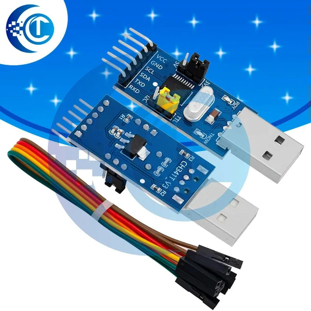 Alt view image 2 of 3 - CH341T High-Speed USB to UART/I2C Bridge Module 3.3V/5V Dual Power Serial Adapter for Embedded Development