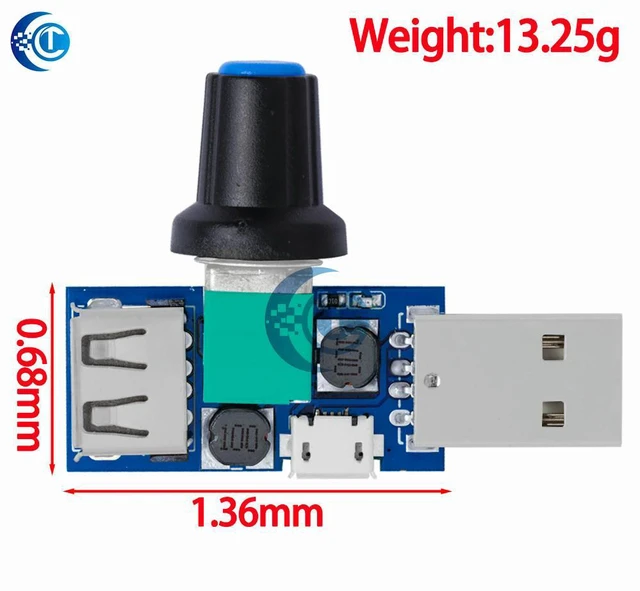 Alt view image 3 of 3 - XY-FS Fan Speed Controller USB Powered 5W DC 4V-12V Stepless Adjustment for Multi-Speed Cooling