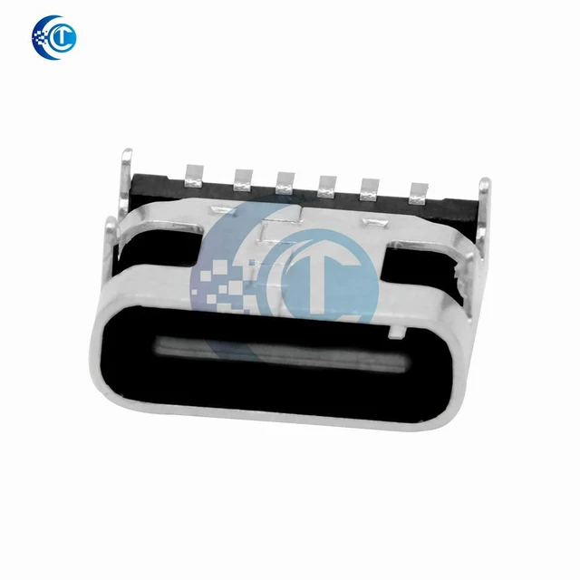 Alt view image 3 of 3 - 6Pin SMT Shielded Right Angle Type-C Female Socket 5 Pack, USB 3.1 Connector with Through-Hole Pins