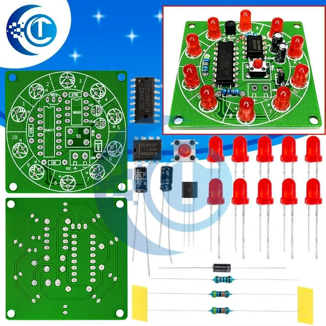 Alt view image 2 of 3 - Lucky DIY Electronic Turntable Kit CD4017 & NE555 Pulse Generator Module with Built-in LED 3V/5V Compatible