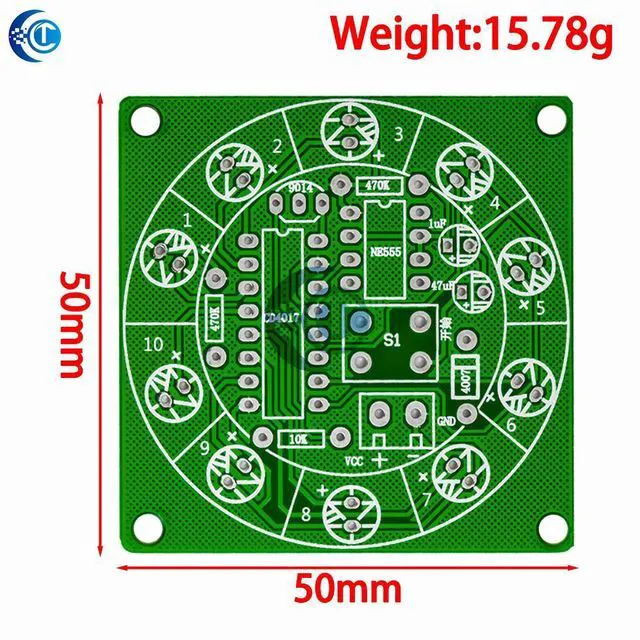 Alt view image 3 of 3 - Lucky DIY Electronic Turntable Kit CD4017 & NE555 Pulse Generator Module with Built-in LED 3V/5V Compatible