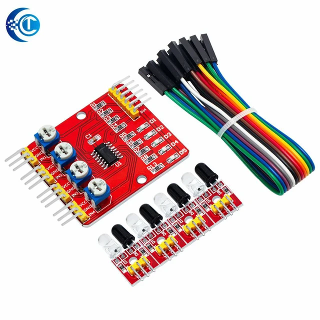 Alt view image 3 of 3 - F233-01 Four-way infrared tracing / 4 channel tracking module / transmission line / obstacle avoidance / car / robot sensors