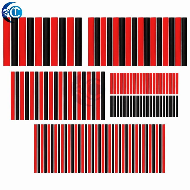 Alt view image 3 of 3 - 150 PCS 2:1 Heat Shrink Tubing Assortment: 7.28m Black & Red Set Car Wire/Cable Sleeving Wrap Kit