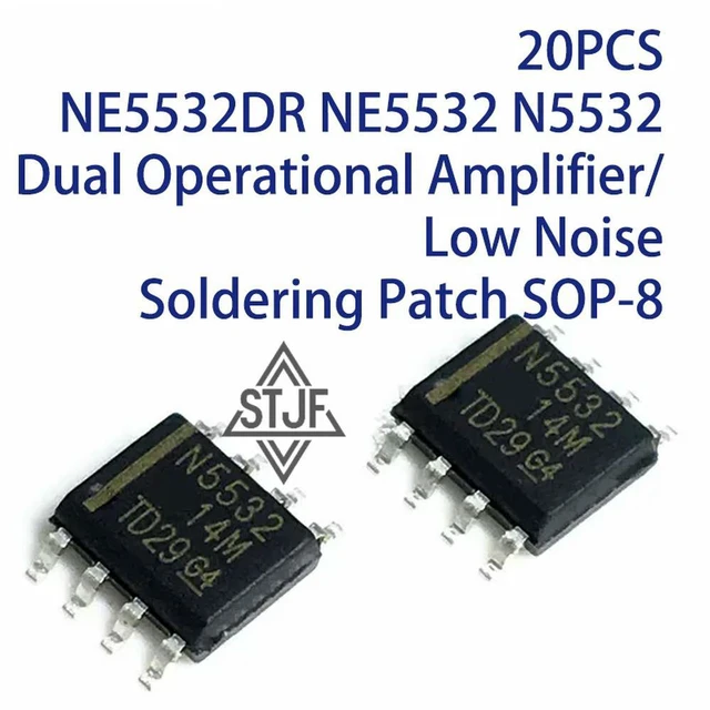 Main image of 20PCS NE5532DR NE5532 N5532 Dual Operational Amplifier/Low Noise Soldering Patch SOP-8